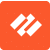 Orange square with two white, diagonal parallelograms aligned to form a stylized "Z" or abstract geometric shape in the center.