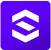 A white geometric hexagonal logo with horizontal lines inside, set on a purple square background with rounded corners.