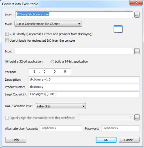 A VbsEdit tool used to convert to script