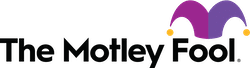 The Motley Fool logo with black text and a purple and yellow jester hat graphic above the word "Fool.