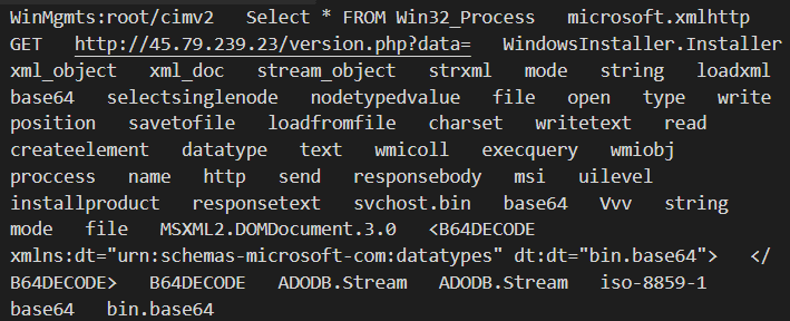 Strings from the dumped memory