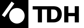 Black and white logo with a diagonal white stripe, a large letter "O," and the letters "TDH" in bold font.