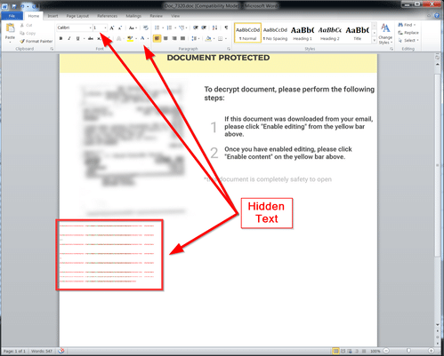 hidden text exposed