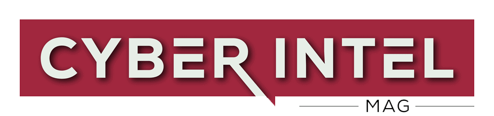 Logo for "Cyber Intel Mag" with bold white text on a red background and "MAG" in smaller black text beneath a line on the lower right.