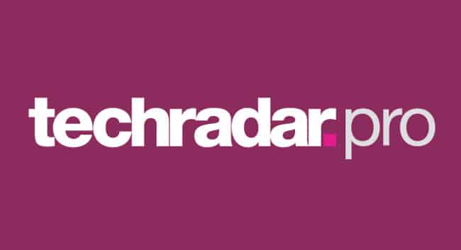 The image shows the "techradar.pro" logo in white and gray text on a solid purple background.
