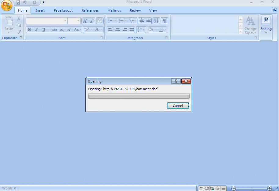 opening Microsoft Word